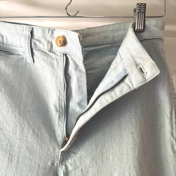 Madewell Slim Emmett Wide-Leg Crop Pants Speckle Light Blue Size 28 - Picture 5 of 14